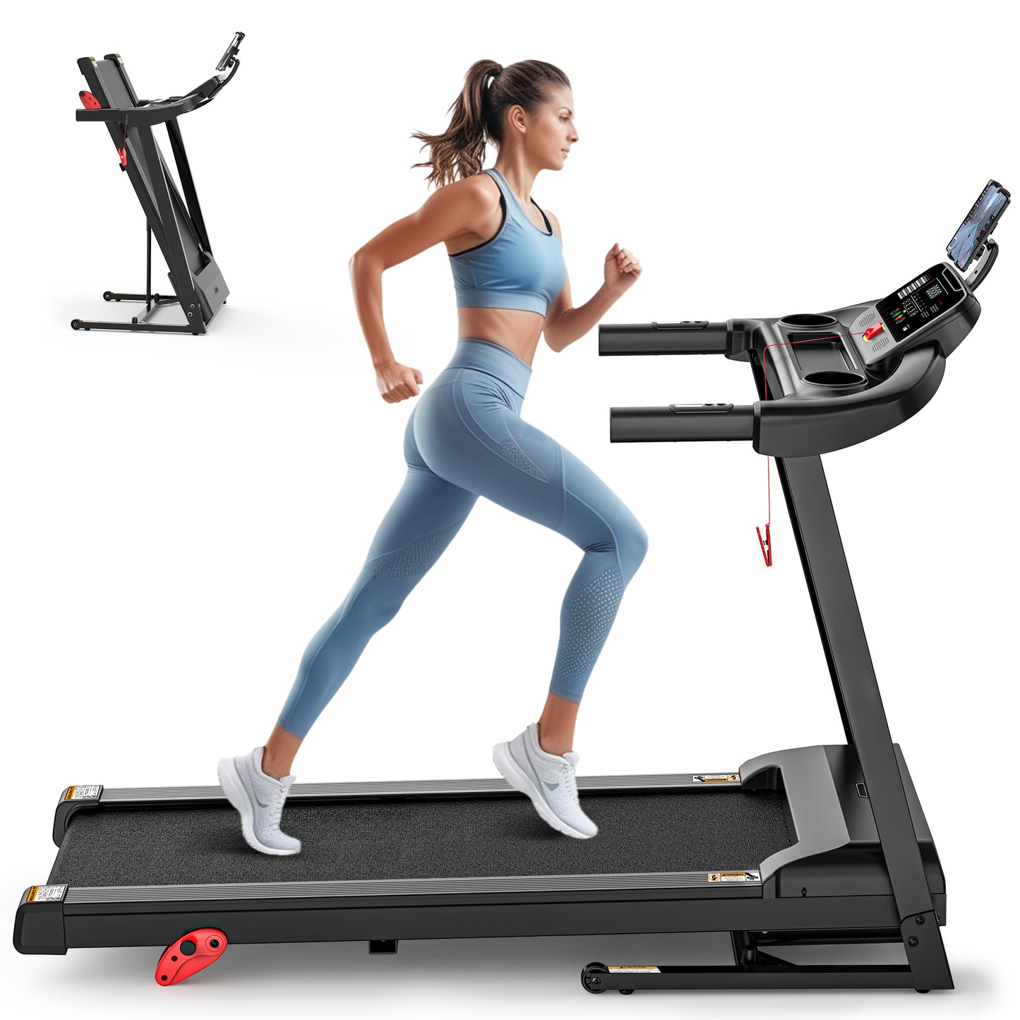 FaayFian Treadmill for Home, 300lbs Capacity with Upgrated Wide Running Belt, Smart APP Control, Auto Incline 0.6-8MPH with 64+3+3+1 Preset Programs, Adjustble IPad Holder