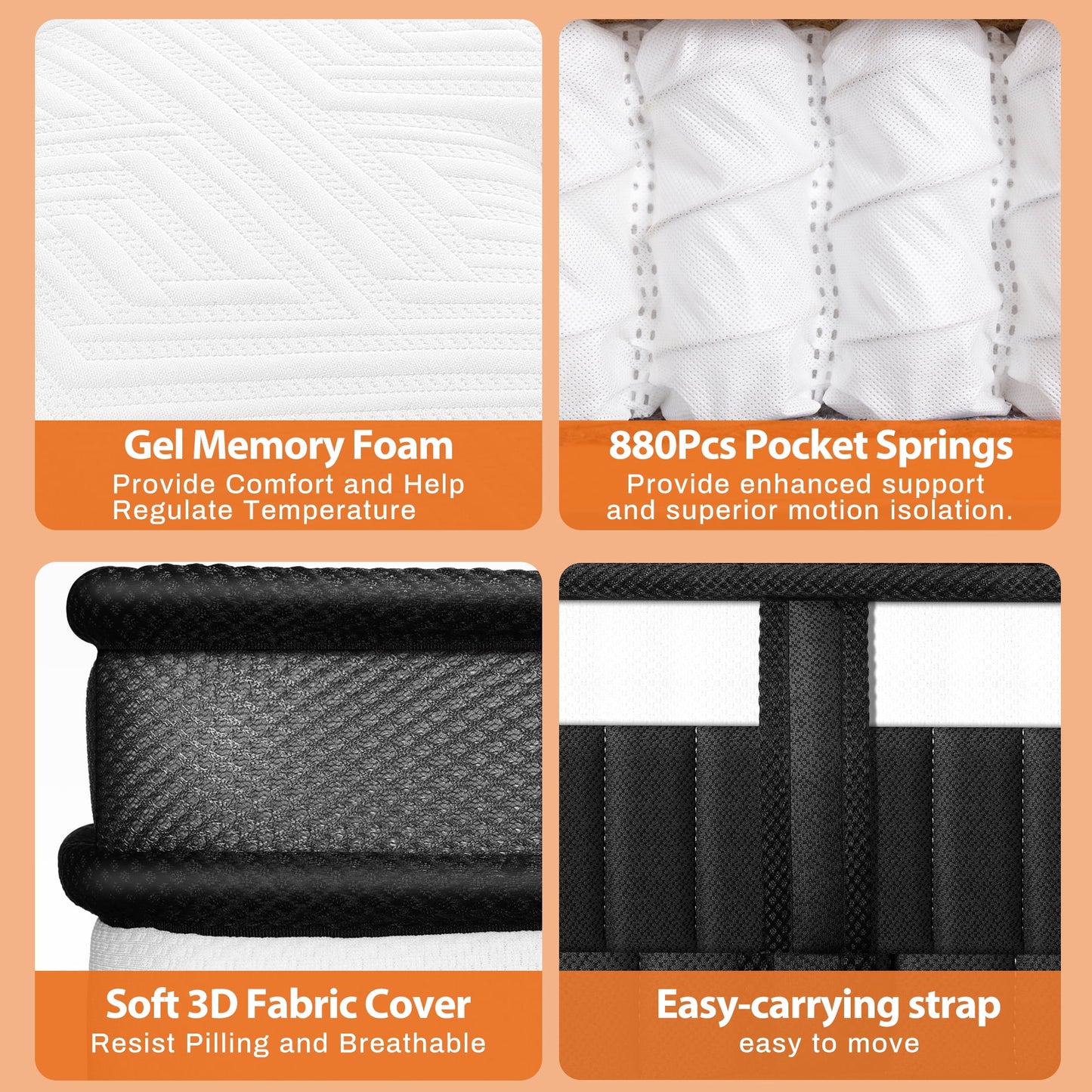 King Mattress in a Box, 14in Memory Foam Mattress, Motion Isolation, Zoned Pressure Relief