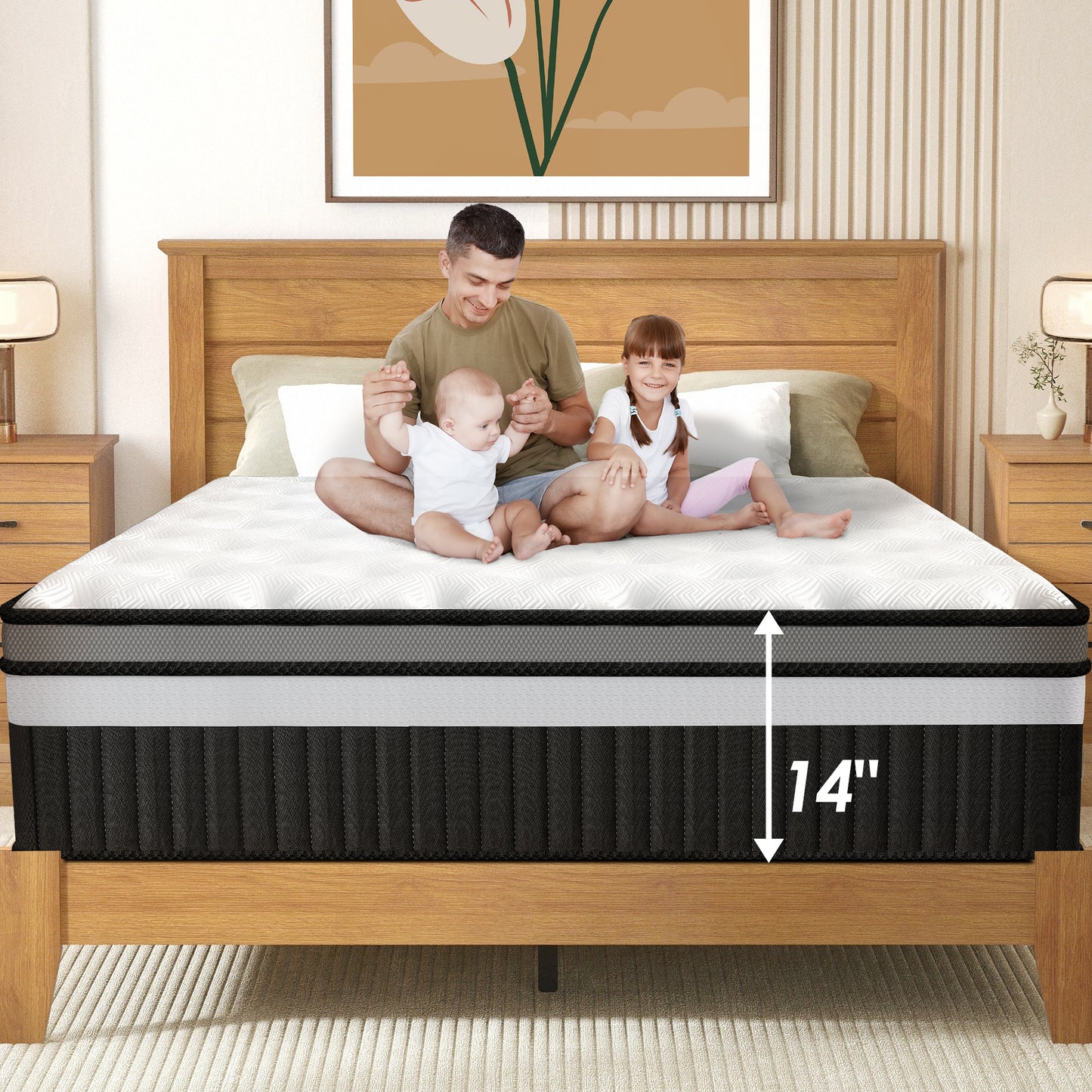14 in Cooling Gel Memory Foam Mattress, King Mattress in a Box, Medium Firm Feel