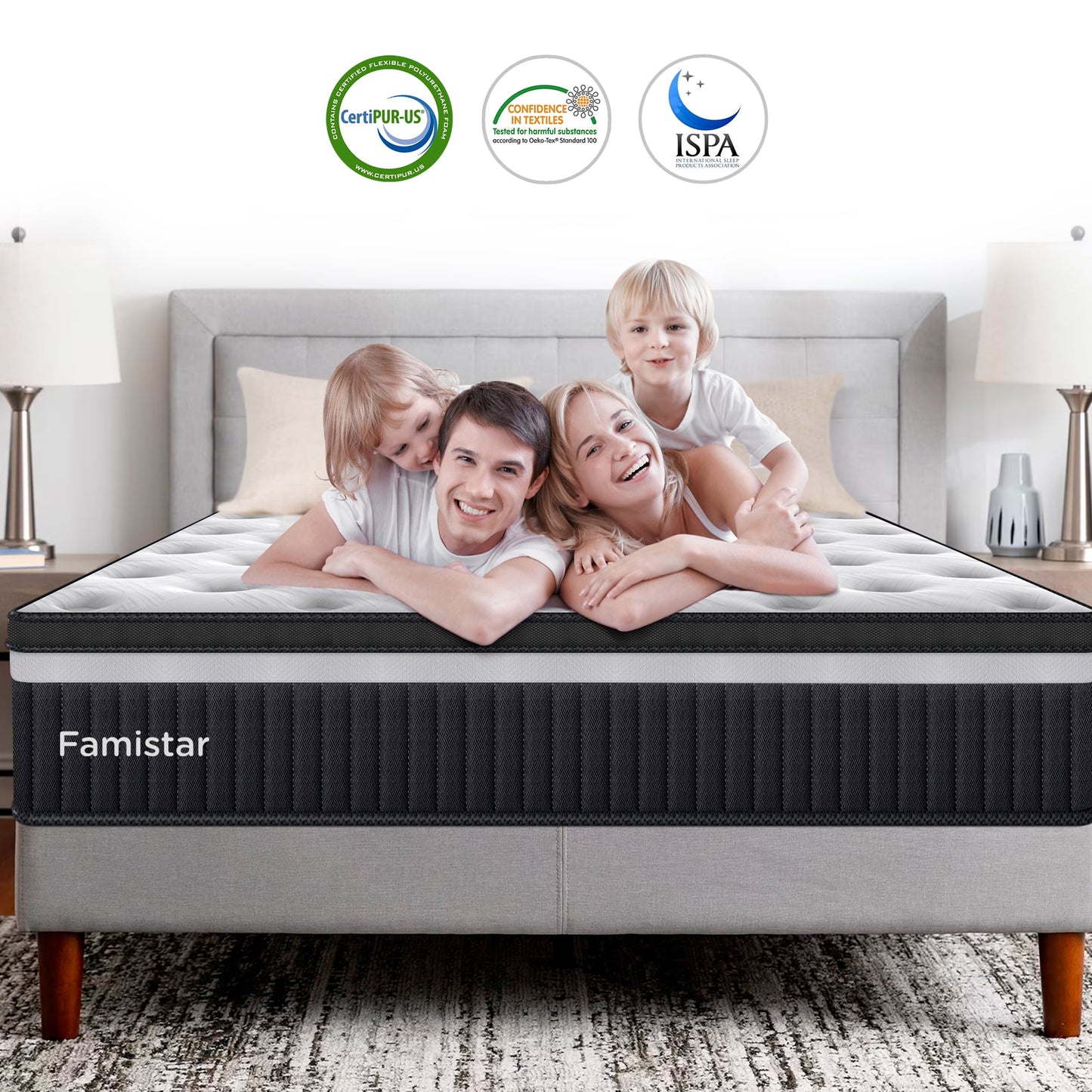King Mattress, Famistar 13 Inch Memory Foam Mattress King Size, Innerspring Hybrid King Bed Mattress in a Box Medium Firm with Motion Isolation & Strong Support & Pressure Relief, CertiPUR-US