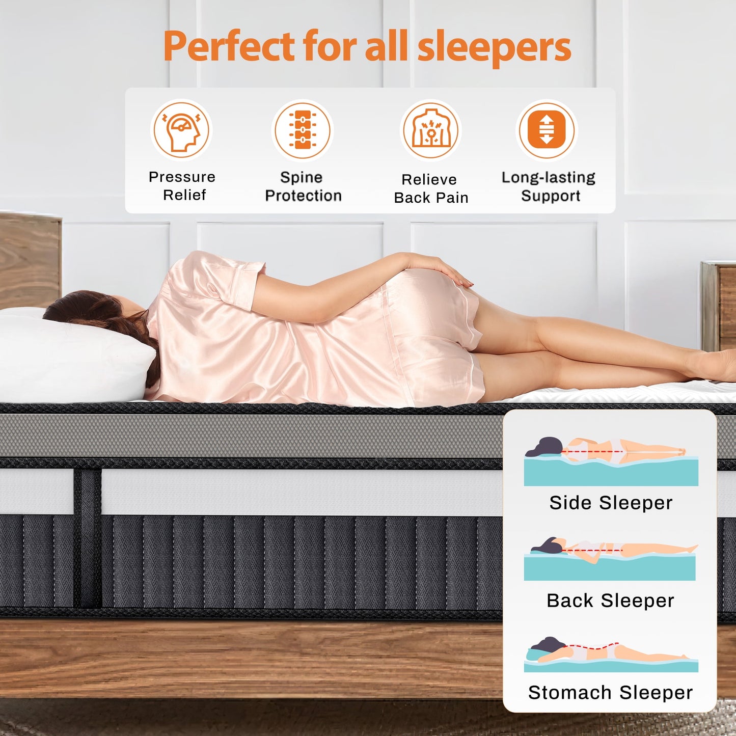 King Mattress in a Box, 14in Memory Foam Mattress, Motion Isolation, Zoned Pressure Relief