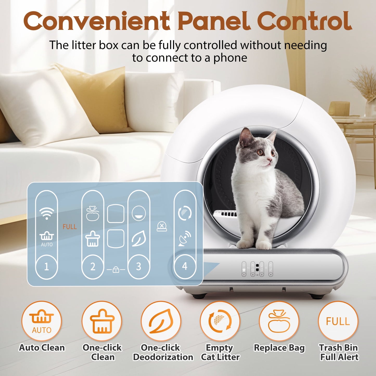Self Cleaning Cat Litter Box, Automatic Litter Box w/ Liner, Dual Sensor Protection for Multi Cat