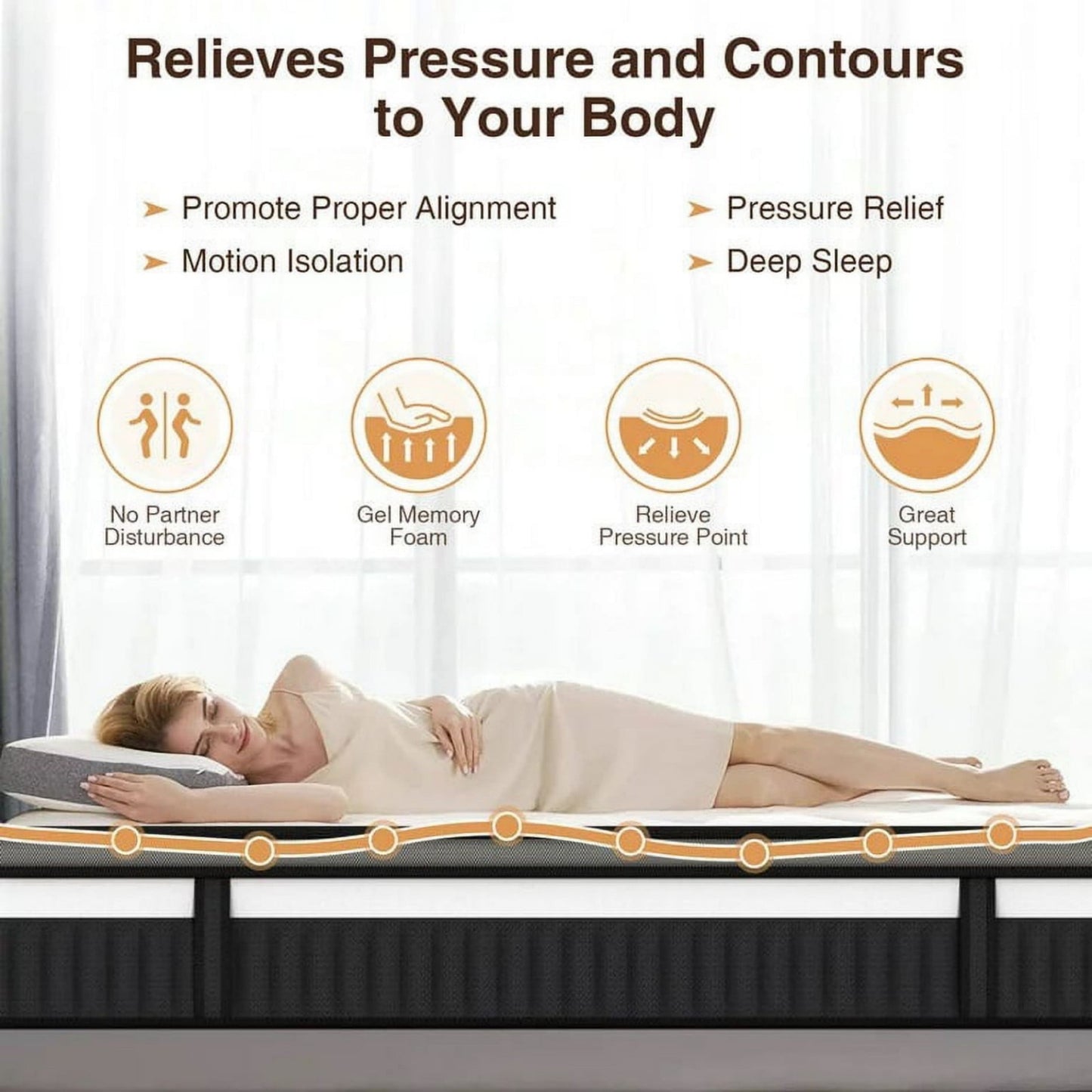 FaayFian 14" King Size Mattress, Memory Foam Hybrid Mattress - Medium Firm Gel Infused, CertiPUR-US Certified, Cooling & Breathable, Pressure Relief, Motion Isolation, King Mattress in a Box