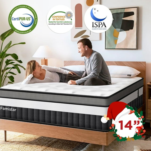 King Mattress in a Box, 14 Inch Gel Memory Foam Hybrid Mattress, Medium Firm, Edge Support