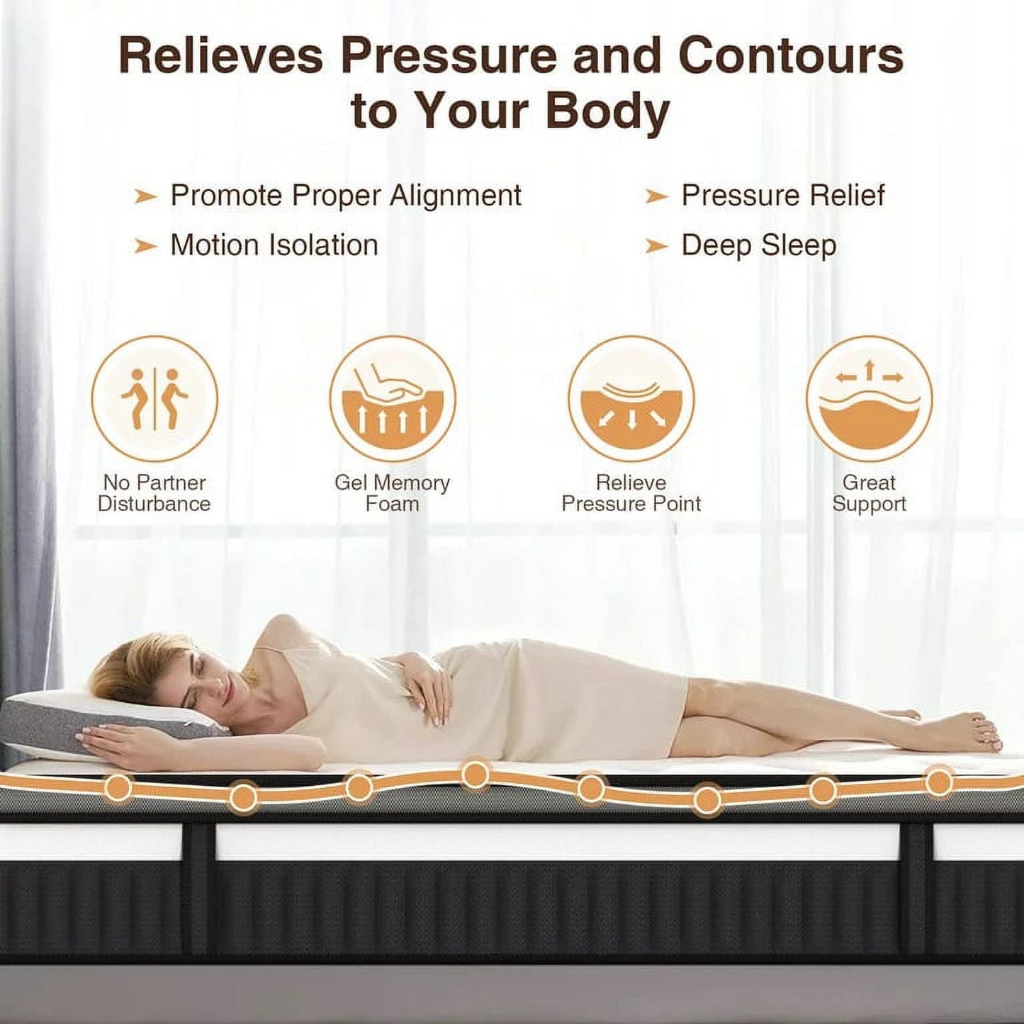 14 Inch King Size Mattress, Hybrid Gel Foam Mattress in a Box, Medium Firm with Cooling Gel