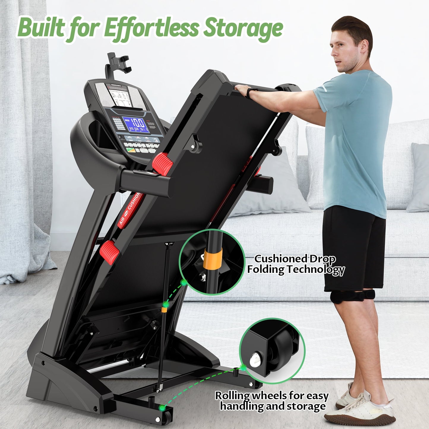 4.5HP Treadmill w/ 300lbs Capacity, 15 Levels Auto Incline, 64+3+3+1 Preset Programs