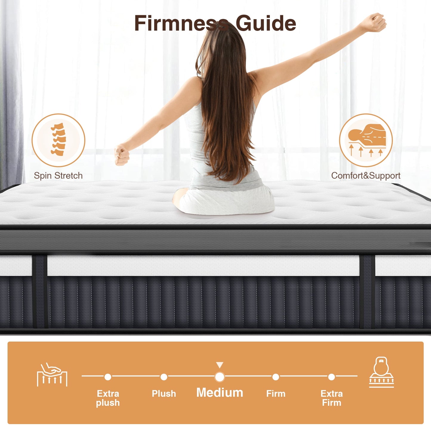 King Mattress, 14inch Memory Foam Mattress, Bed in a Box, Medium Firm, Zoned Pressure Relief