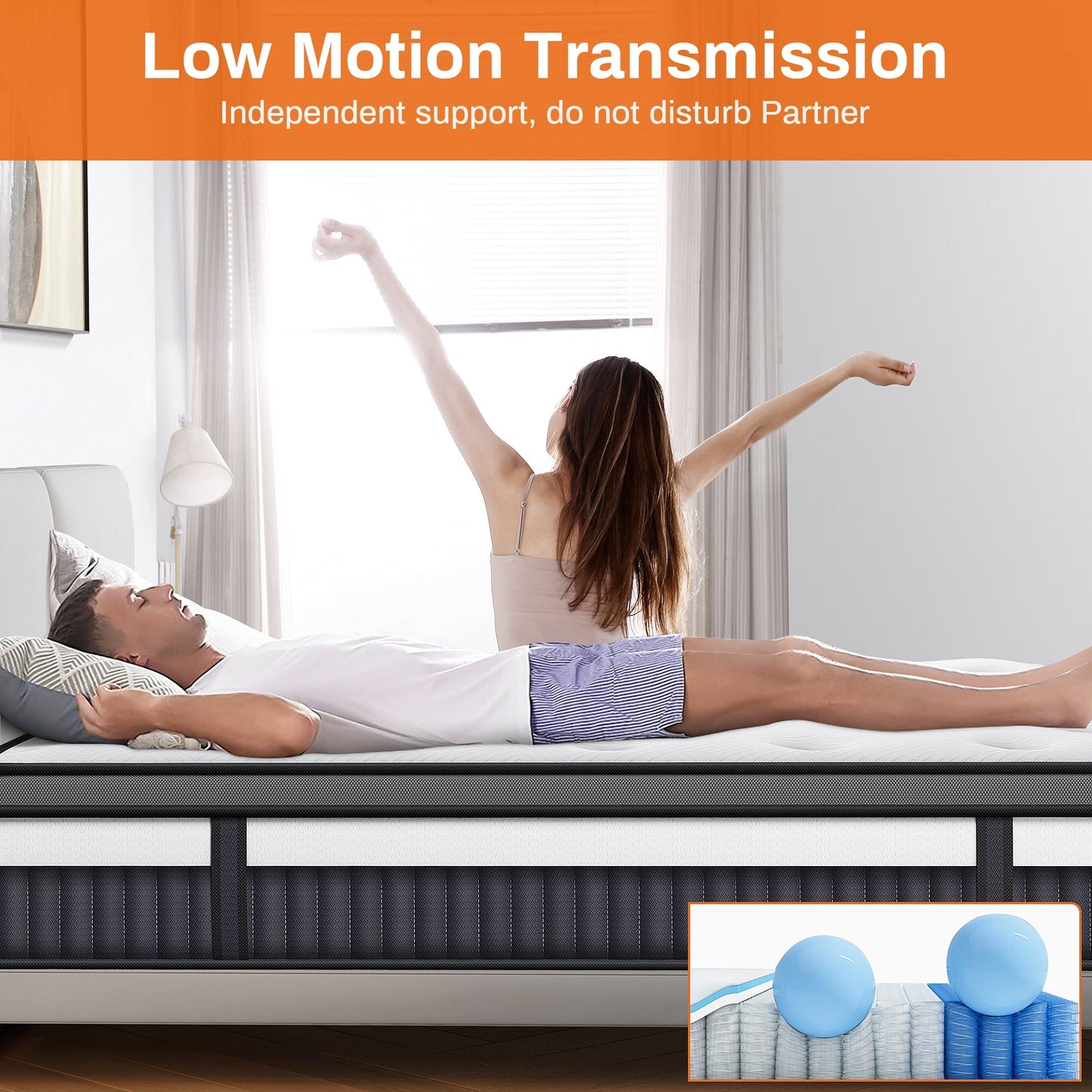 Qvamodo Cooling Gel Queen Size Mattress in a Box, 14in Mattress in a Box, Medium-Firm for Presure Relief&Cooler Sleep
