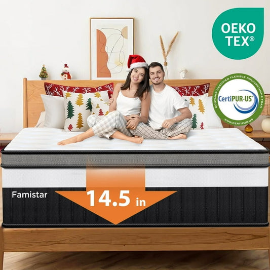 14inch Queen Mattress, Memory Foam Mattress, Bed in a Box, Medium Firm, Zoned Pressure Relief