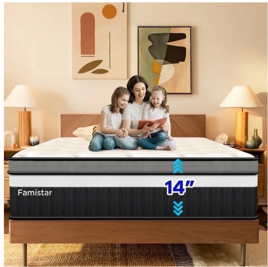 Queen Size Memory Foam Mattress, 14" Innerspring Hybrid Mattress, Multiple Size