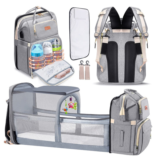 Camp With Pro Waterproof Changing Station Backpack Diaper Bag, Solid Print