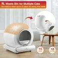 Campmoy Automatic Self-Cleaning Cat Litter Box for Multiple Cats, Smart APP Control + Panel Control