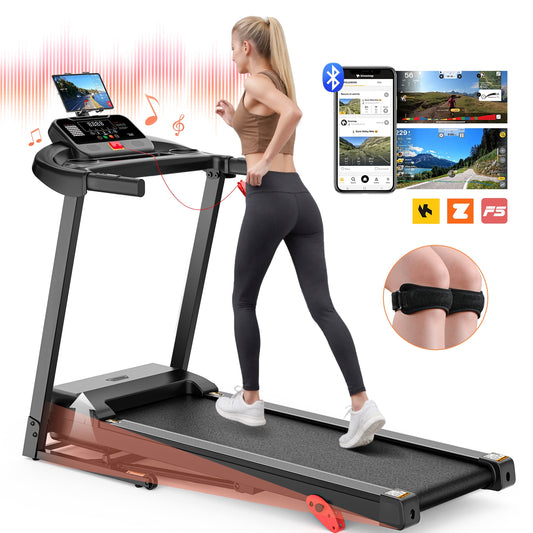 3.0HP Portable Foldable Treadmill w/ 300LBS Weight Capacity for Home & Office, Inclined Treadmill