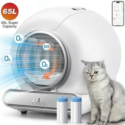 Cat Litter Box Self Cleaning, Automatic Litter Box w/ APP Control, Health Monitoring