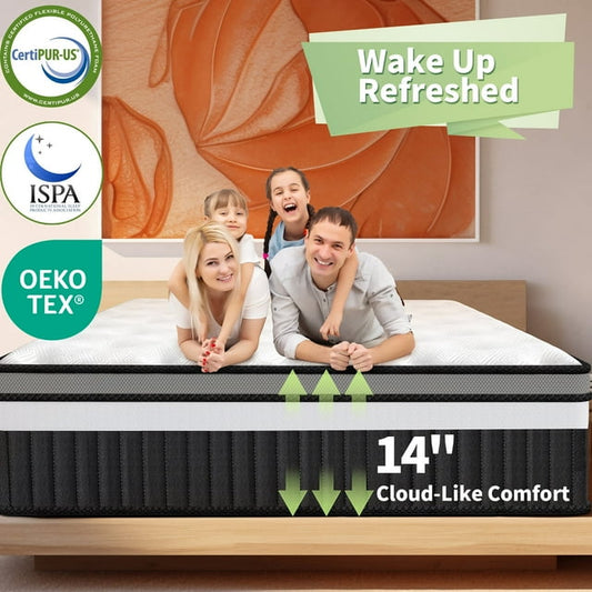 King Mattress in a Box, 14in Memory Foam Mattress, Motion Isolation, Zoned Pressure Relief