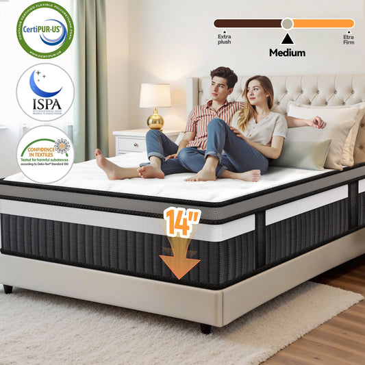 Queen Mattress, 14 Inch Memory Foam Mattress in a Box, Pressure Relief Mattress, Zoned Support