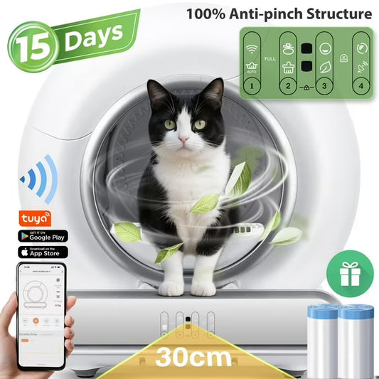 Campmoy Smart Automatic Self-Cleaning Cat Litter Box for Multi-Cat w/ App Control, Dual Safety Protection