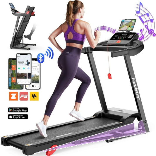 Treadmill for Home, 2.5HP Folding Treadmill 300LBS Capacity, Incline Treadmill with 3 Slopes, 7.5MPH, 64 Preset Programs, Shock Absorption, APP Control